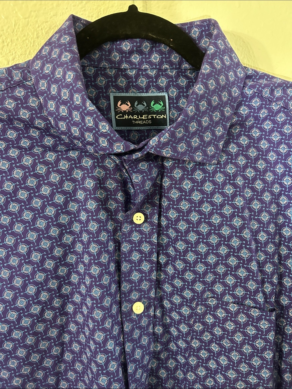 Charleston Threads Men’s Purple Printed Button-Down Shirt